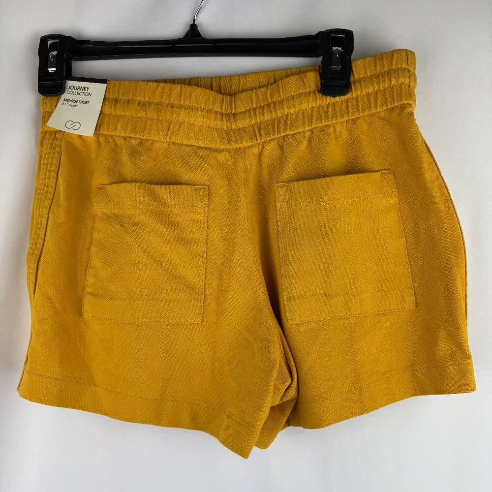 XS Yellow Cotton Short Mid Rise 3.5 Inseam Soft Tie Moisture Wicking Trapunto - Picture 7 of 11